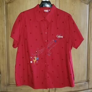 Disney Tiger Embroidered Short Sleeve Button Down Shirt